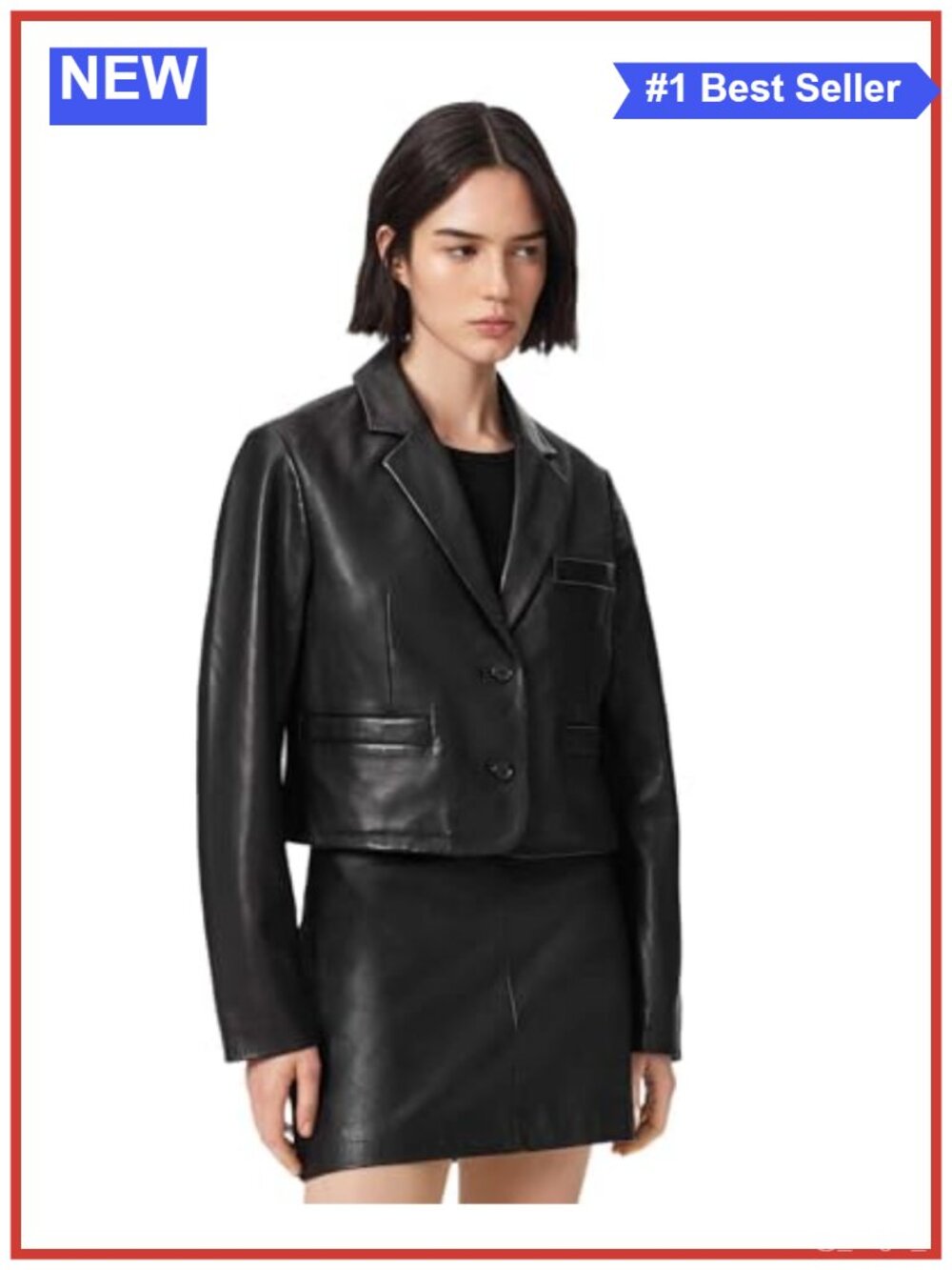 Leather Blazer Business Casual Professional Long Sleeve Button
